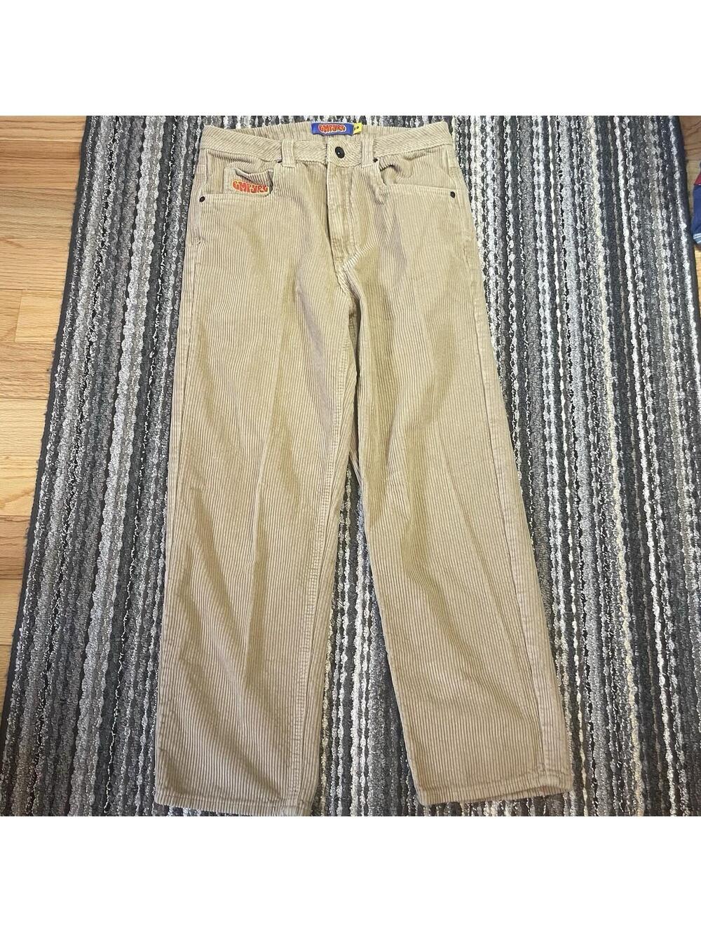 Y2K Empyre Brown Tan Skate Jeans Sz 28 Khaki Loose Straight Fit Corduroy Pants